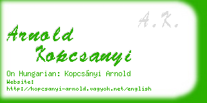 arnold kopcsanyi business card